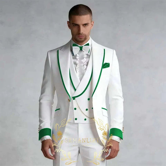 Luxury White 3-Piece Men's Wedding Suit (Jacket + Vest + Pants) Koala Sydney 