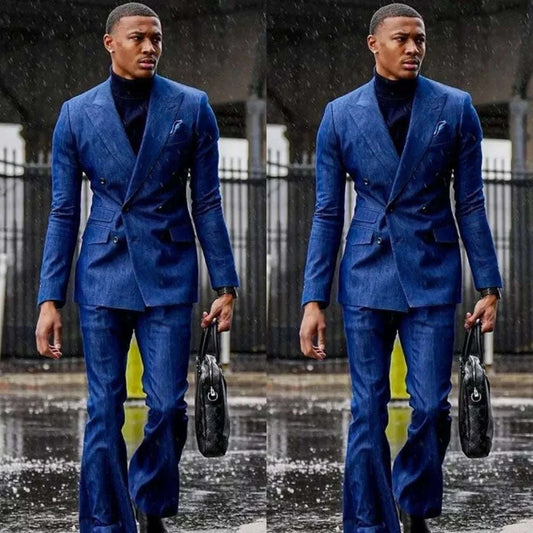 Customzied Men's Suits Fashion Double Breasted Skinny 2 Piece Jacket Pants Full Sets Elegant Wedding Groomsmen Blazer Outfits Koala Sydney 