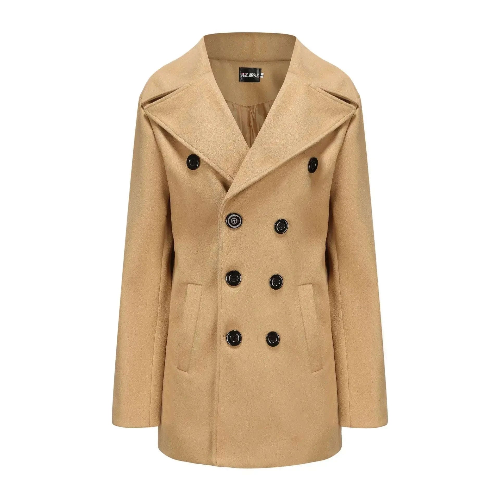 Men's Classic Double-Breasted Long Peacoat Male Jackets Koala Sydney 
