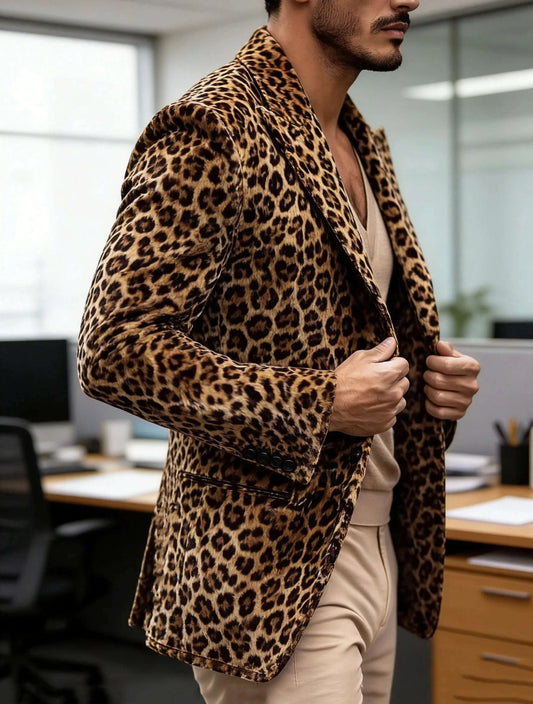 Men's Luxury Leopard Print Blazer Slim Fit Single-Breasted Koala Sydney 
