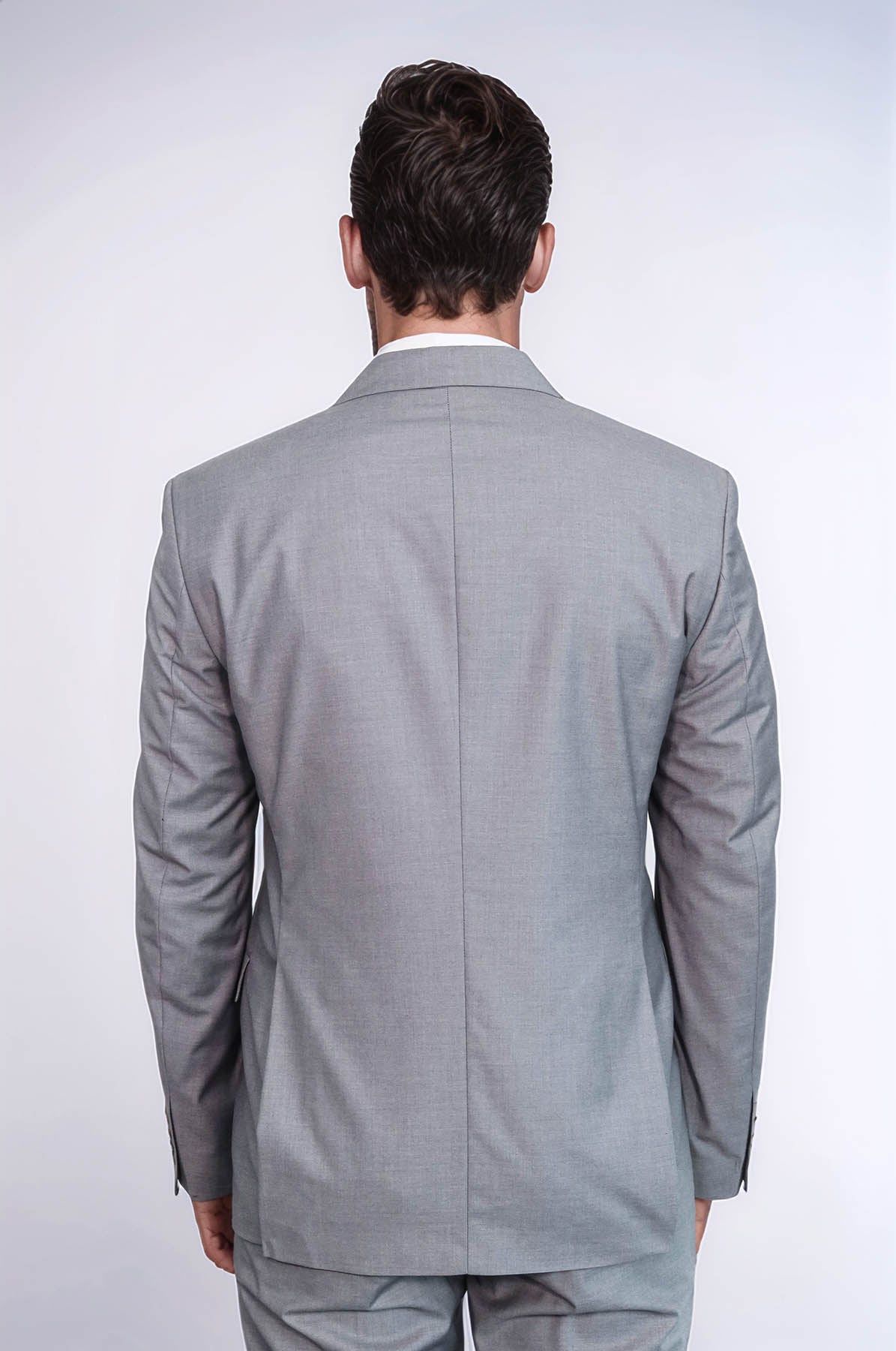Wide Peak Lapel Striped Slim Fit Gray Men Double-Breasted Suit - Wessi