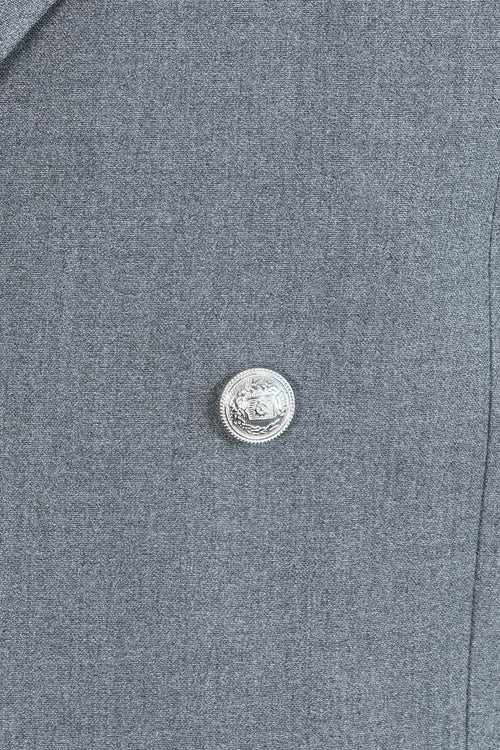 Slim Fit Double-Breasted Grey Men’s Suit with Silver-Tone Metal Buttons – Wessi