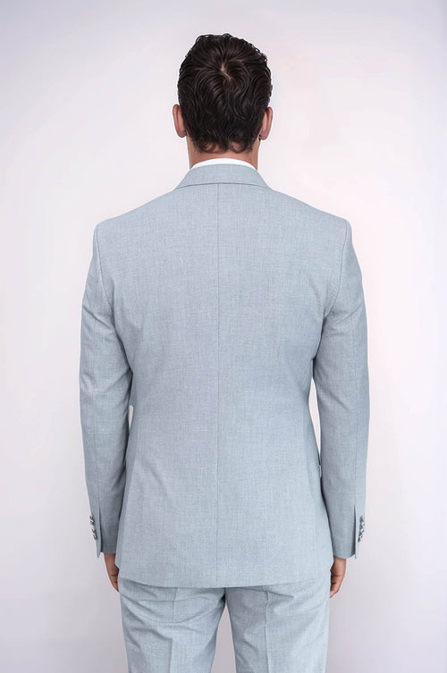 Slim Fit Double-Breasted Anthracite Men’s Suit with Silver-Tone Metal Buttons – Wessi