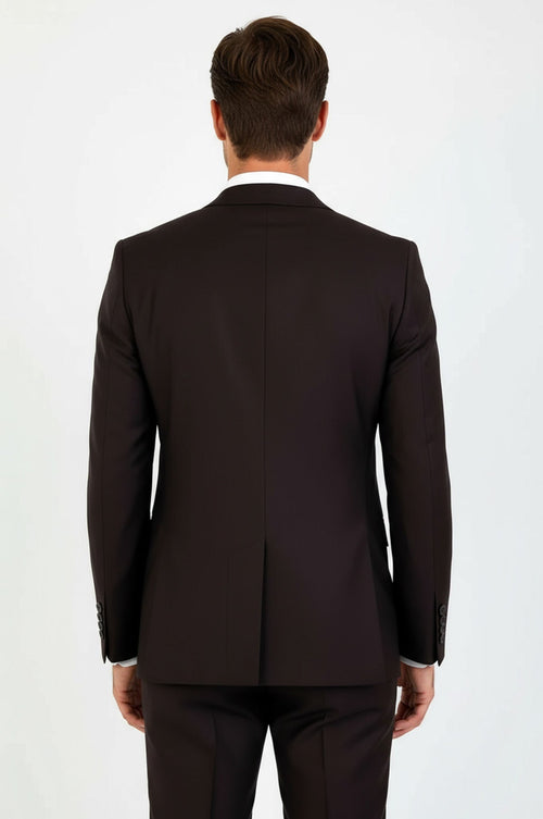 2 Buttons 2 Piece Brown Men Suit - Wessi