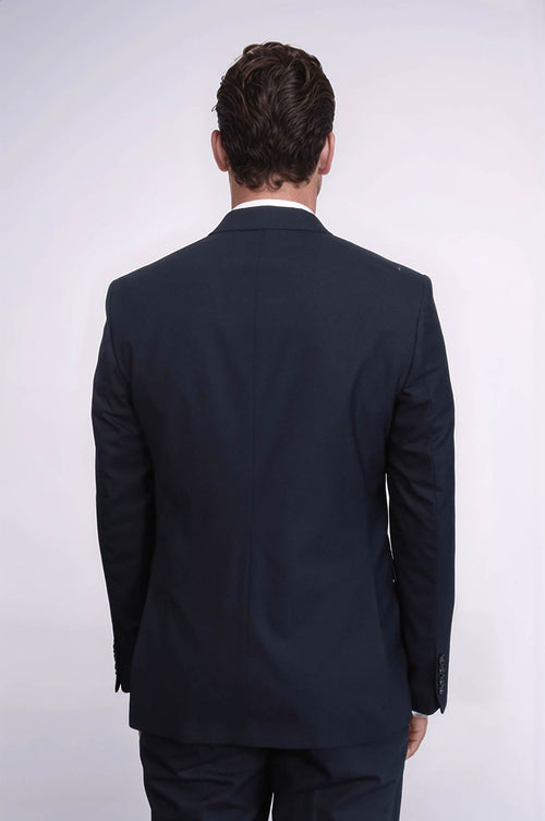 2 Buttons 2 Piece Navy Blue Men Suit - Wessi