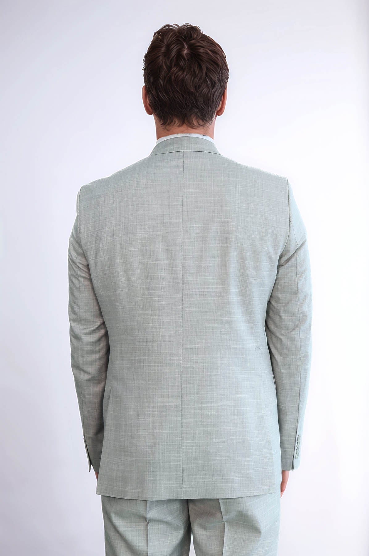 Two Piece Slim Fit Single Button Light Grey Men Suit - Wessi