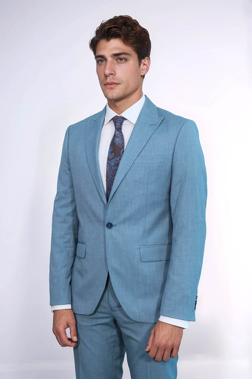 Patterned 2 Piece Slim Fit Oil Green Men Suit - Wessi