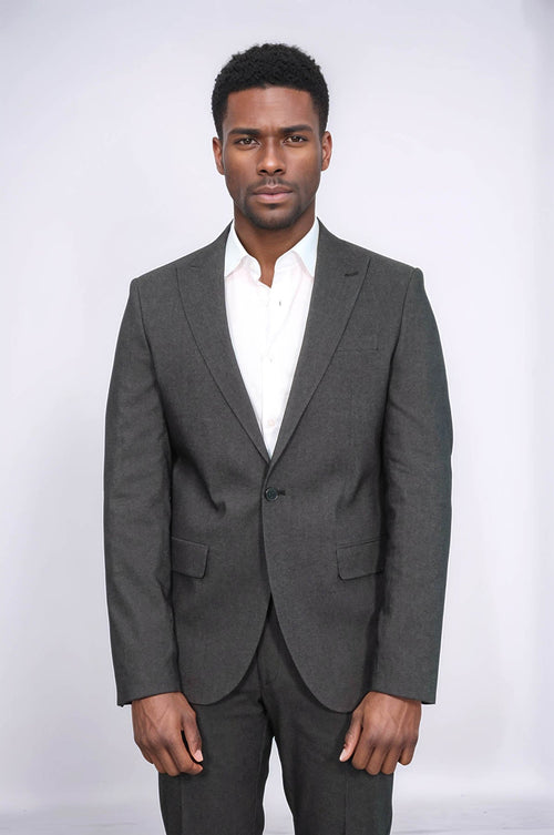 Single Buttons 2 Piece Black Men Suit - Wessi