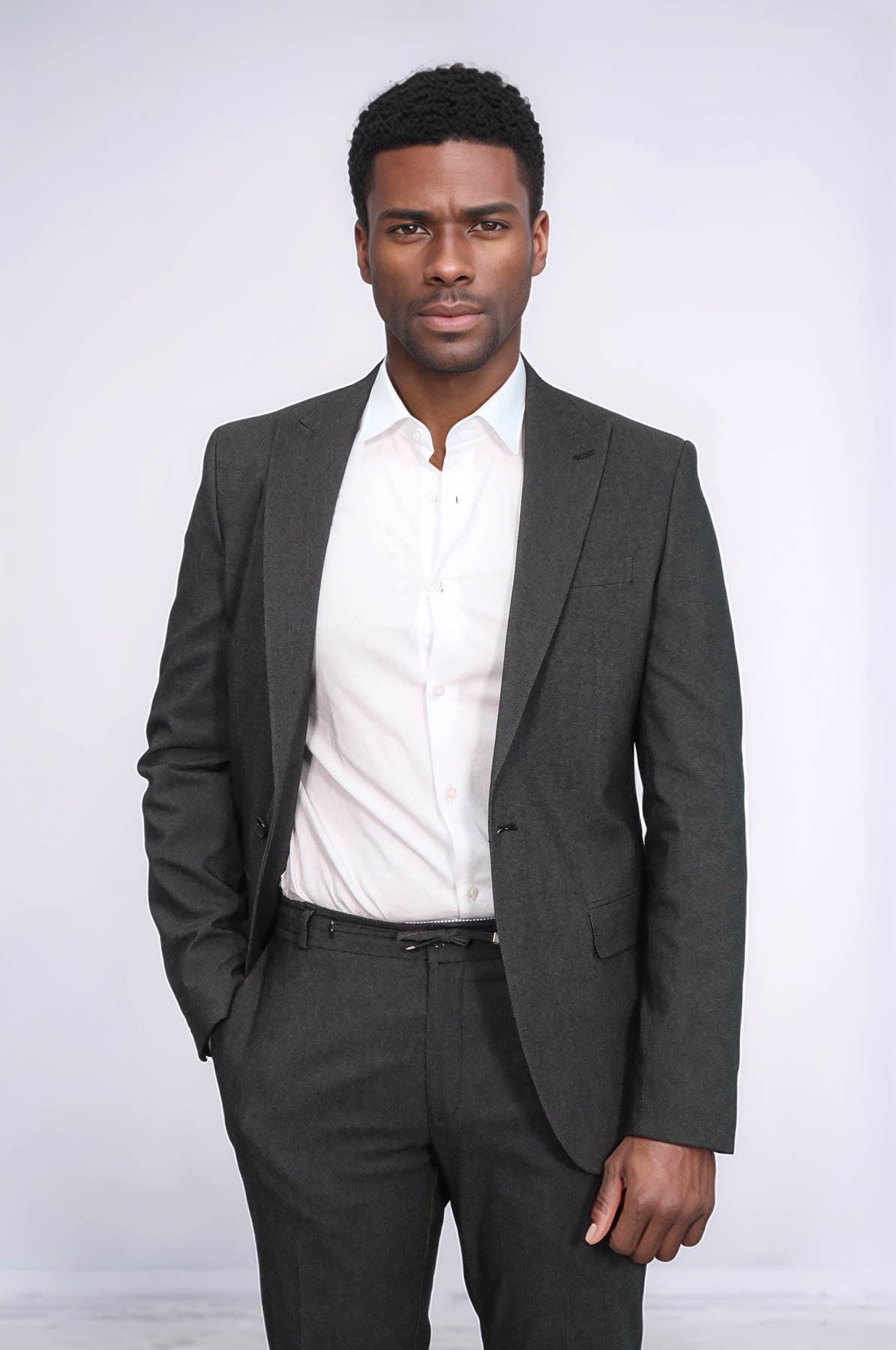 Single Buttons 2 Piece Black Men Suit - Wessi