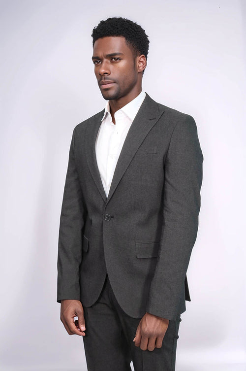 Single Buttons 2 Piece Black Men Suit - Wessi