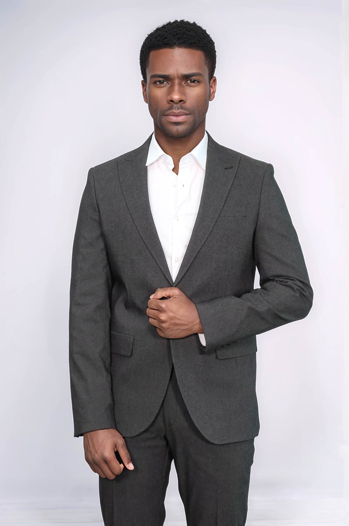 Single Buttons 2 Piece Black Men Suit - Wessi