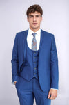 Plain Vested Navy Blue Men's Suit | Wessi