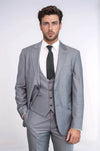 Grey Slim Fit Men's Suit with Vest | Wessi