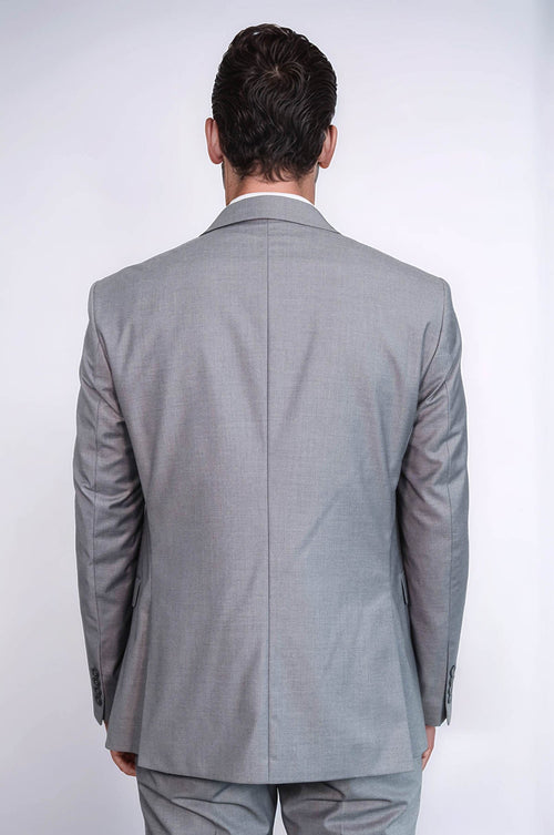 Grey Slim Fit Men's Suit with Vest | Wessi