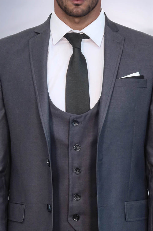 Plain Vested Anthracite Men's Suit | Wessi