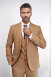 Plain Slim Fit Tan Men Suit - Wessi