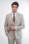 Plain Slim Fit Light Brown Men Suit - Wessi
