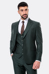 Green Men's Plain Suit with Vest - Wessi