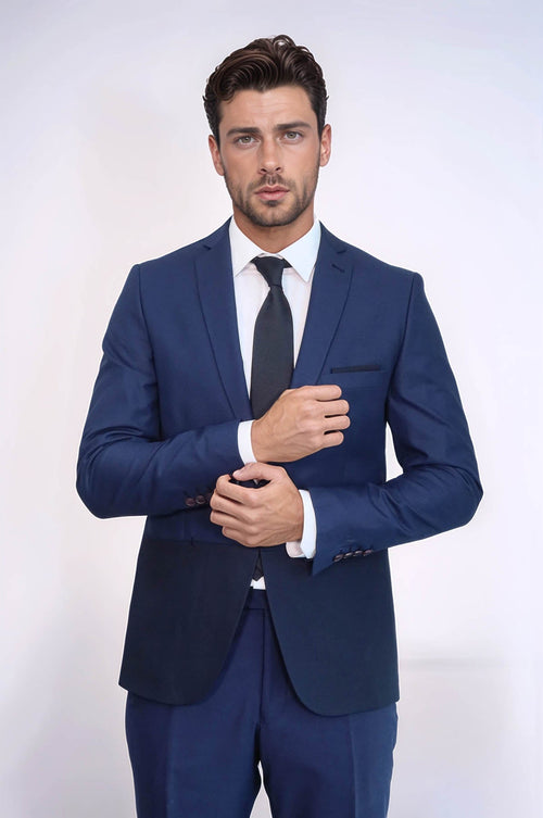 Fragmental Navy Blue Men Suit | Wessi
