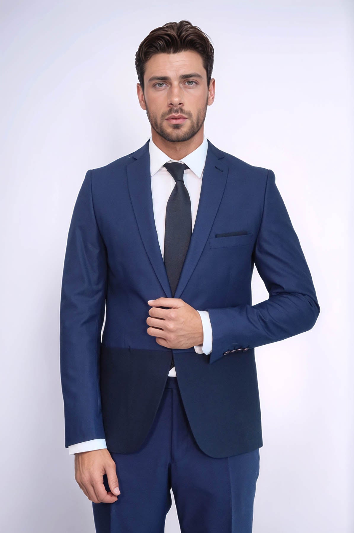 Fragmental Navy Blue Men Suit | Wessi
