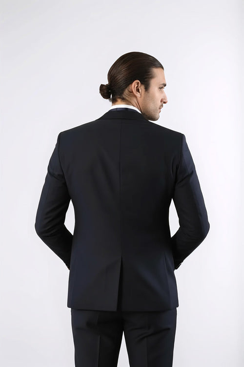 Removable Lapel Men's Blue Tuxedo Suit | Wessi