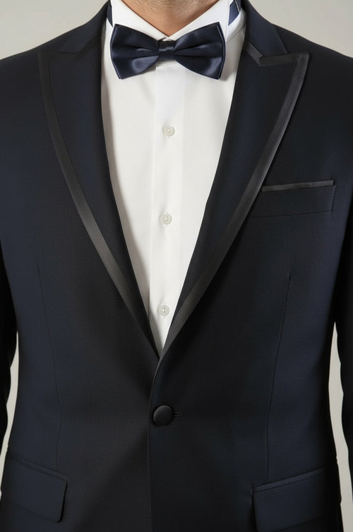 Removable Lapel Men's Blue Tuxedo Suit | Wessi
