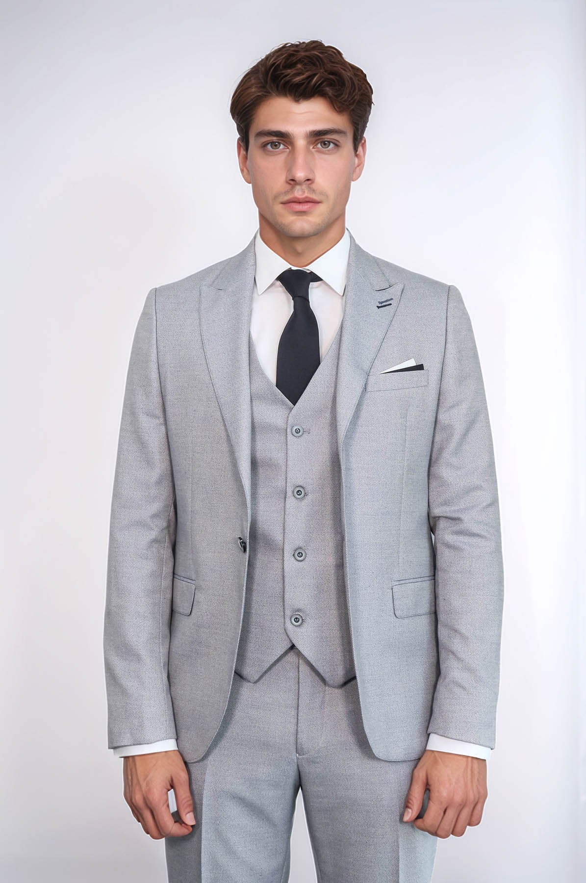 Patterned Light Blue 3 Piece Suit | Wessi