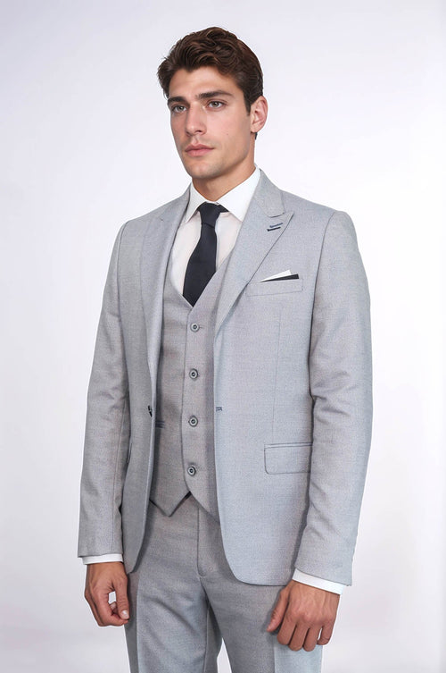 Patterned Light Blue 3 Piece Suit | Wessi