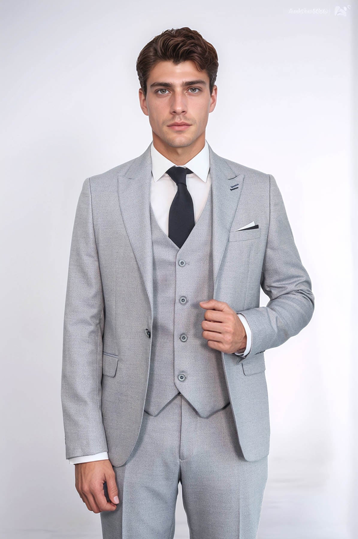 Patterned Light Blue 3 Piece Suit | Wessi