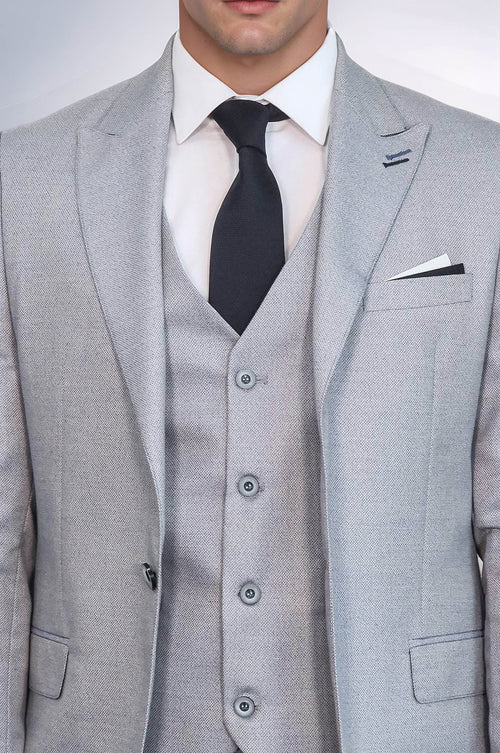 Patterned Light Blue 3 Piece Suit | Wessi