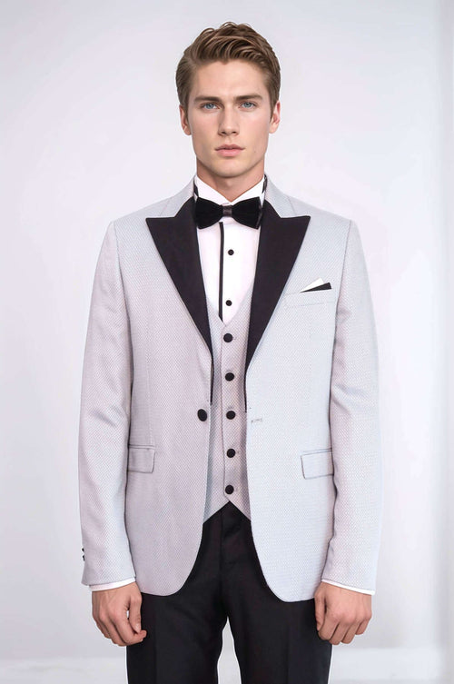 Patterned Removable Lapel Grey Tuxedo | Wessi
