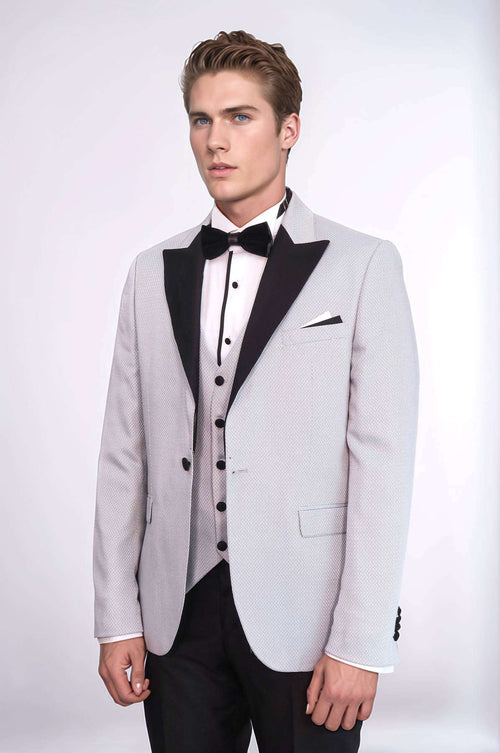Patterned Removable Lapel Grey Tuxedo | Wessi
