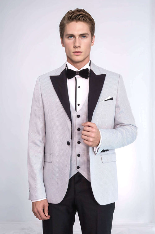 Patterned Removable Lapel Grey Tuxedo | Wessi