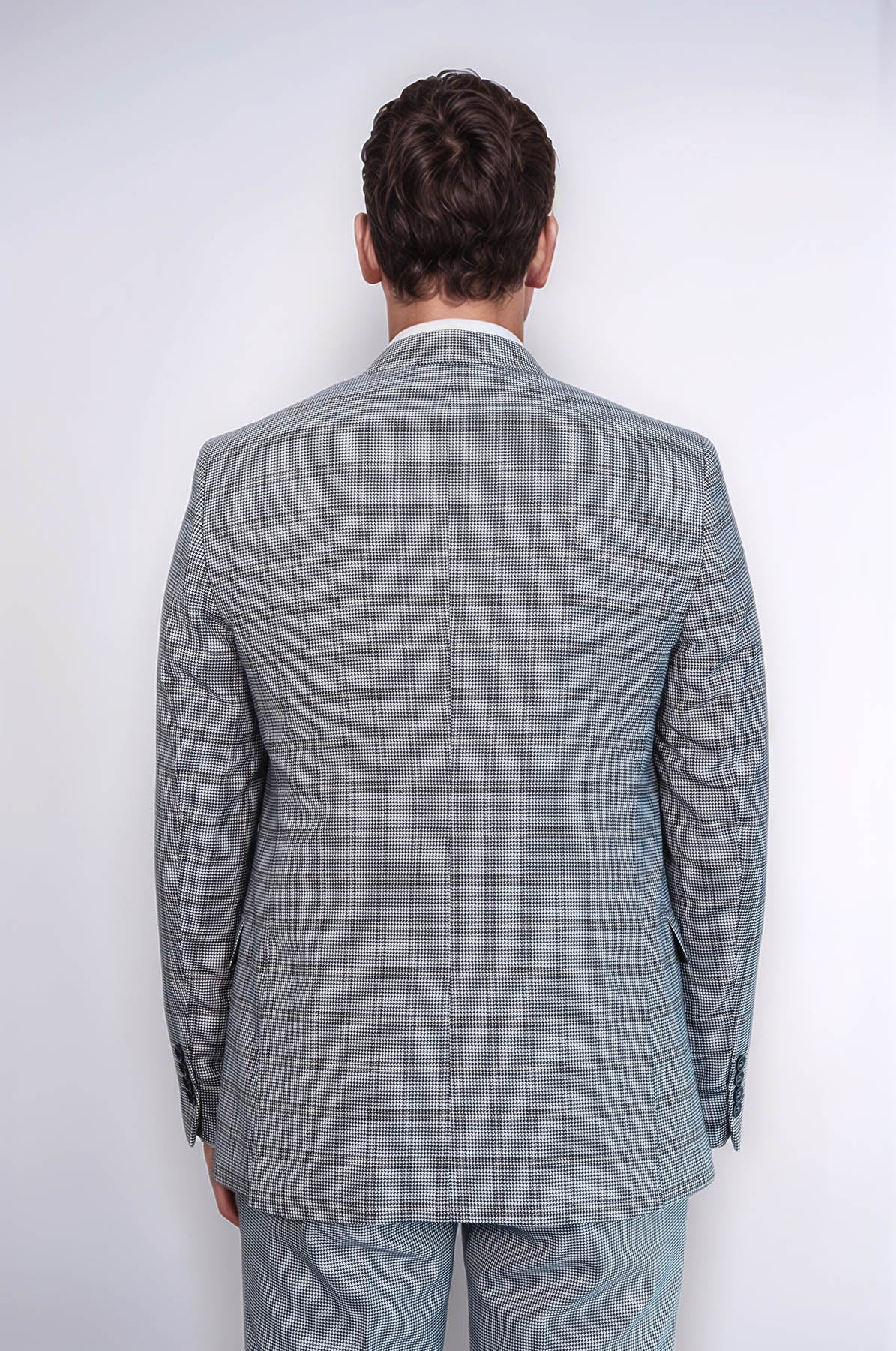 Plaid Slim-Fit Light Blue Men Suit - Wessi