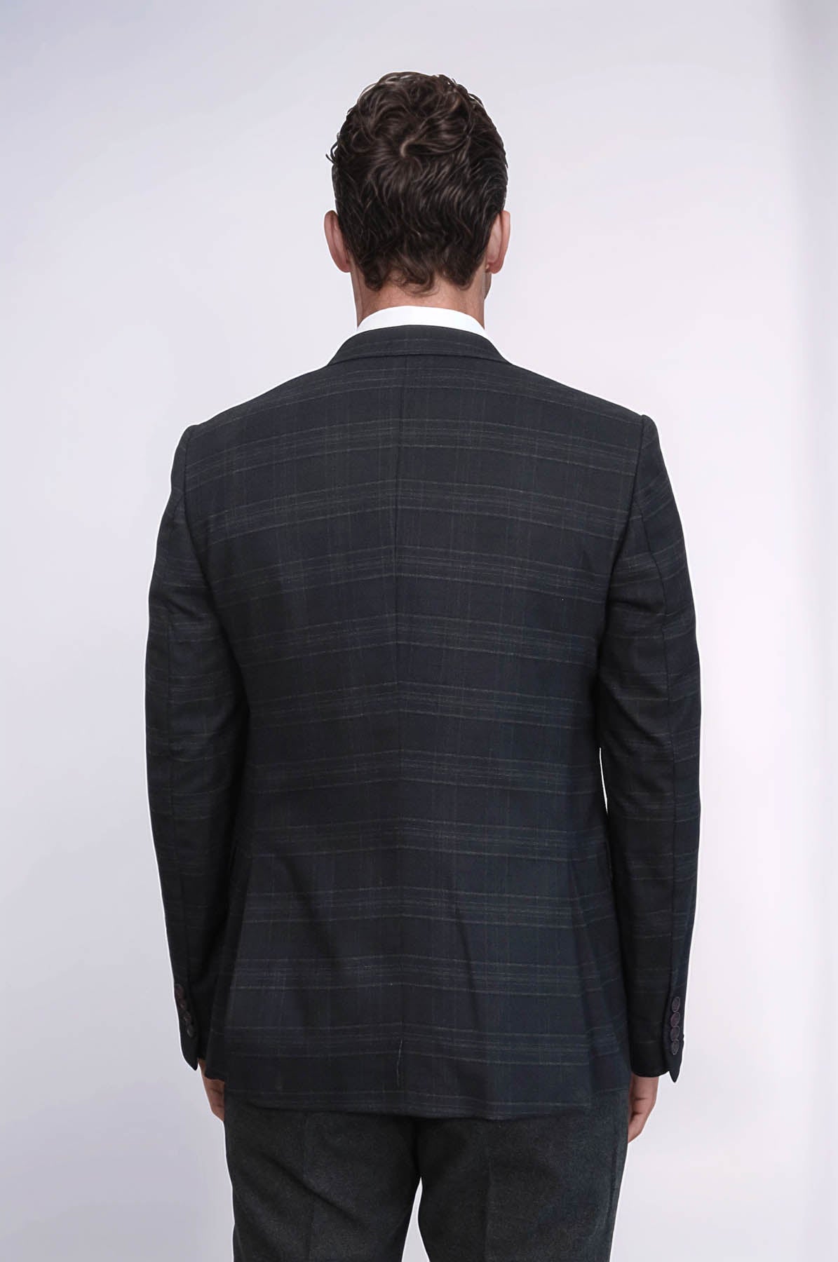 Plaid 3 Piece Black Suit | Wessi