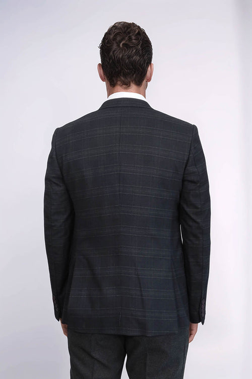 Plaid 3 Piece Black Suit | Wessi