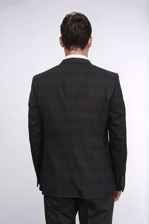 Brown Plaid Men's Winter 3 Piece Suit - Wessi