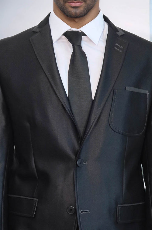 Shiny Black Men Suit - Wessi