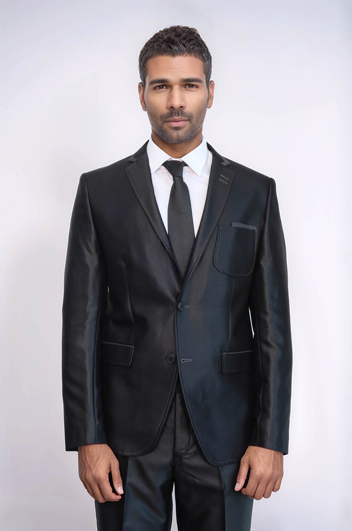 Shiny Black Men Suit - Wessi