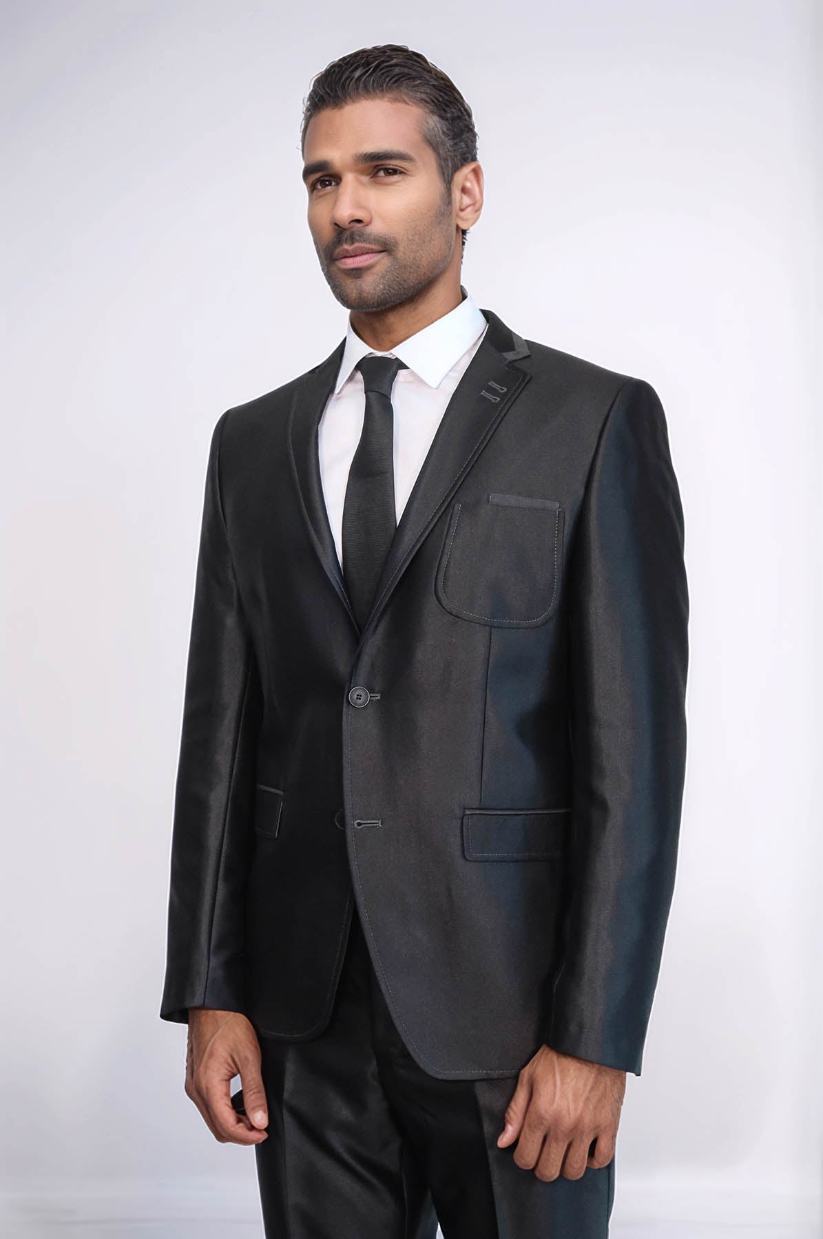 Shiny Black Men Suit - Wessi