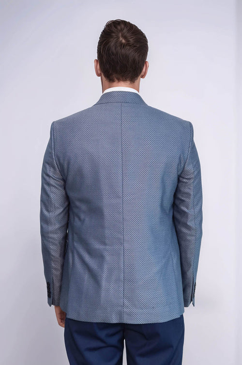 Navy Blue Self-Patterned Vested Suit | Wessi