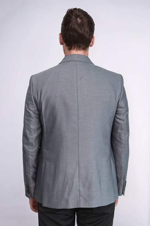 Grey Jacket Combined Black Suit - Wessi