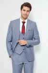 Linen Touch Blue Men's 3 Piece Suit - Wessi