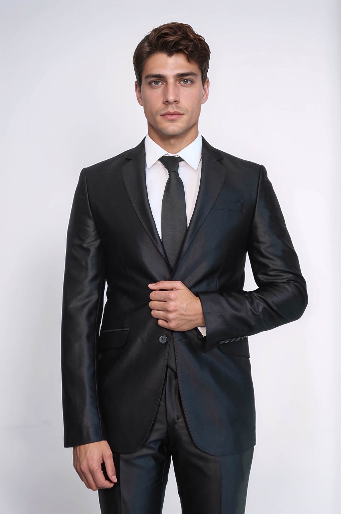 8 Drop Shiny Black Suit - Wessi