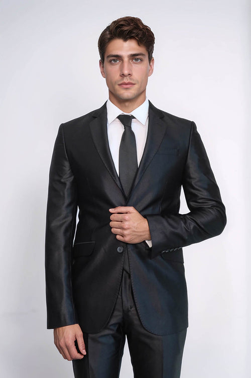 8 Drop Shiny Black Suit - Wessi