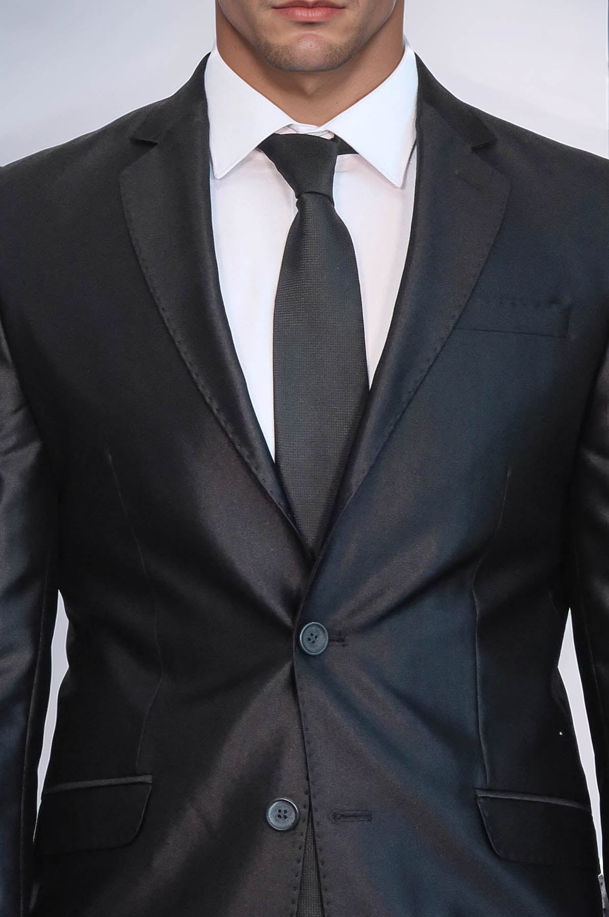 8 Drop Shiny Black Suit - Wessi