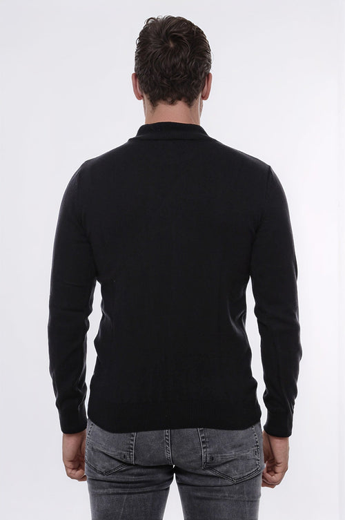 Half Turtleneck Black Knitwear Sweater - Wessi