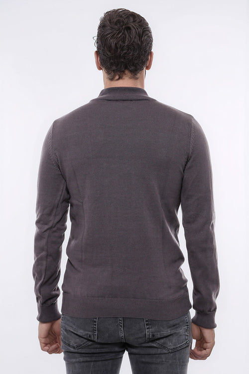 Half Turtleneck Brown Knitwear Sweater - Wessi