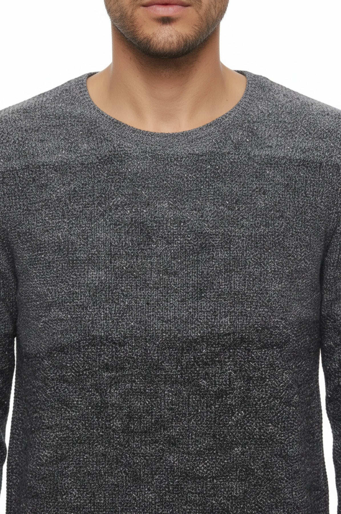 Circle Neck Patterned Grey Knitwear - Wessi