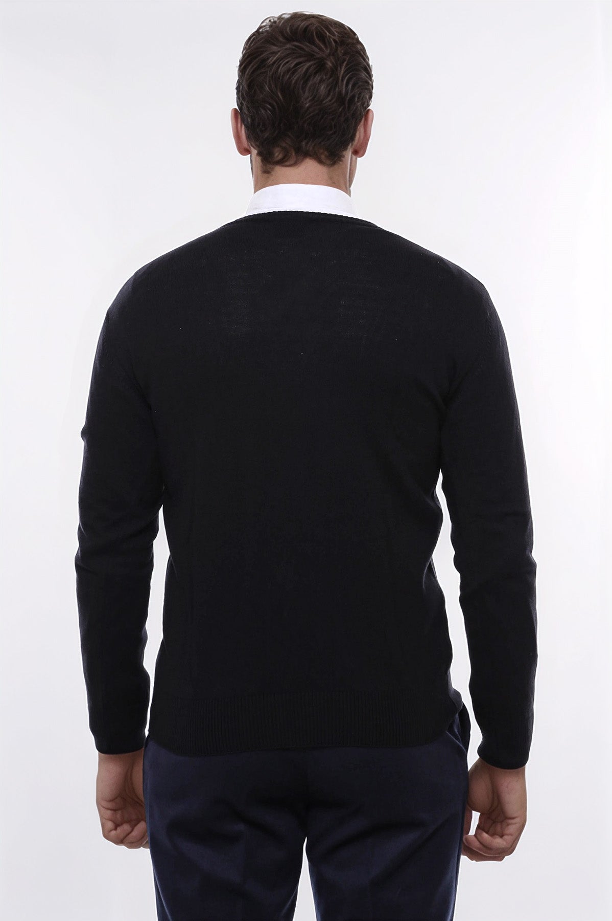 V Neck Black Men's Sweater- Wessi